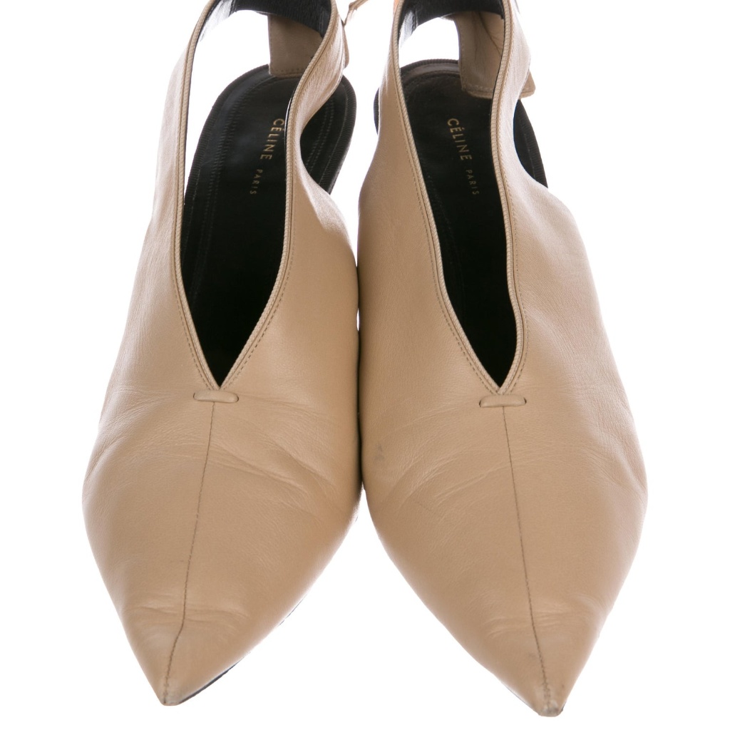Celine Leather Pointed-Toe Pumps